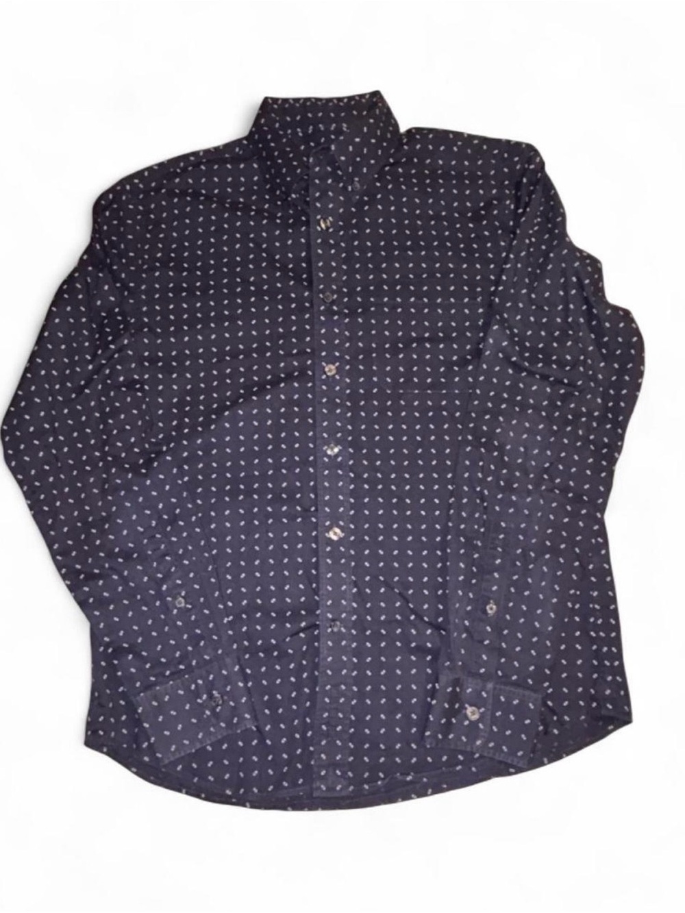 Men's Club Monaco Navy Patterned Button-Down Shirt - Size S